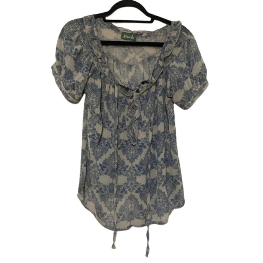 Maude by Anthropology LIKE NEW boho peasant feminine ruffle blouse size M